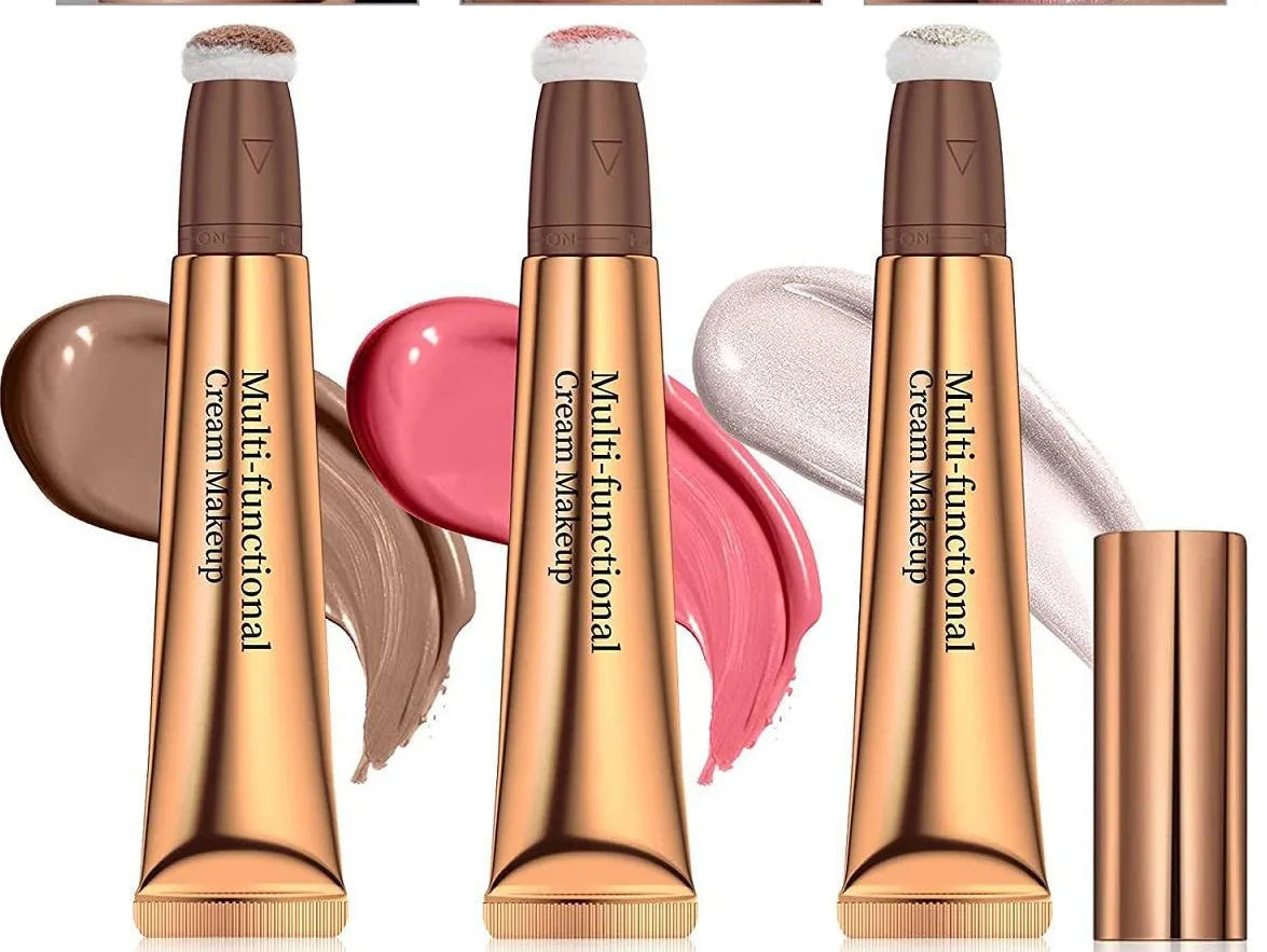 Highlight shading pen with sponge applicator tip for facial contour makeup