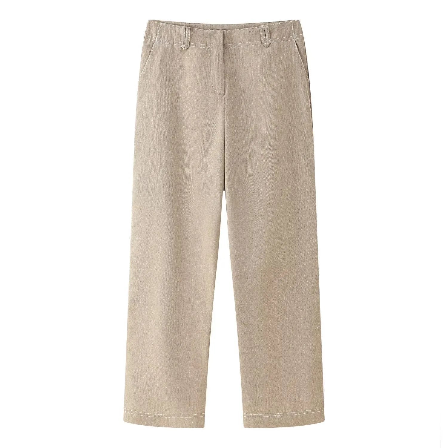Women's herringbone pattern casual suit set with 3D textured jacket and straight-leg trousers