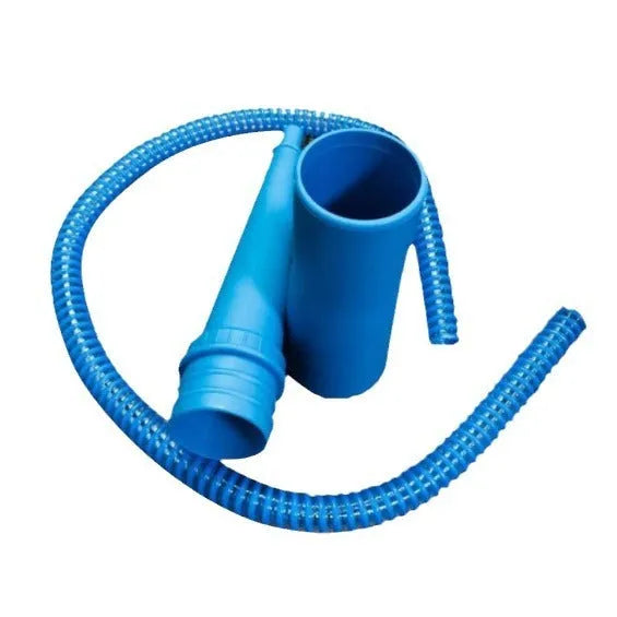 Blue plastic suction pipe cleaner with round head for washing machine dust removal