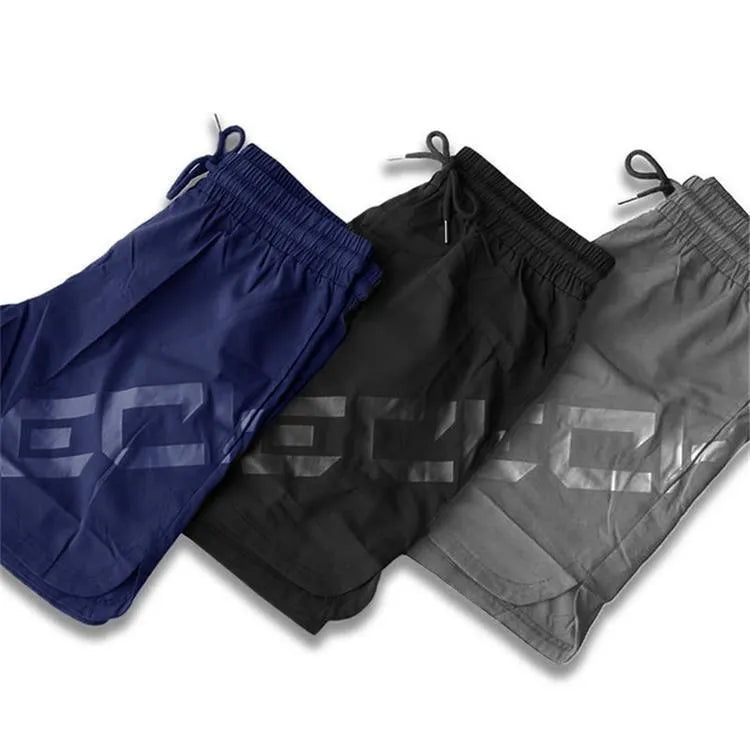 Men's black elastic waist quick-drying training shorts knee length for summer sports