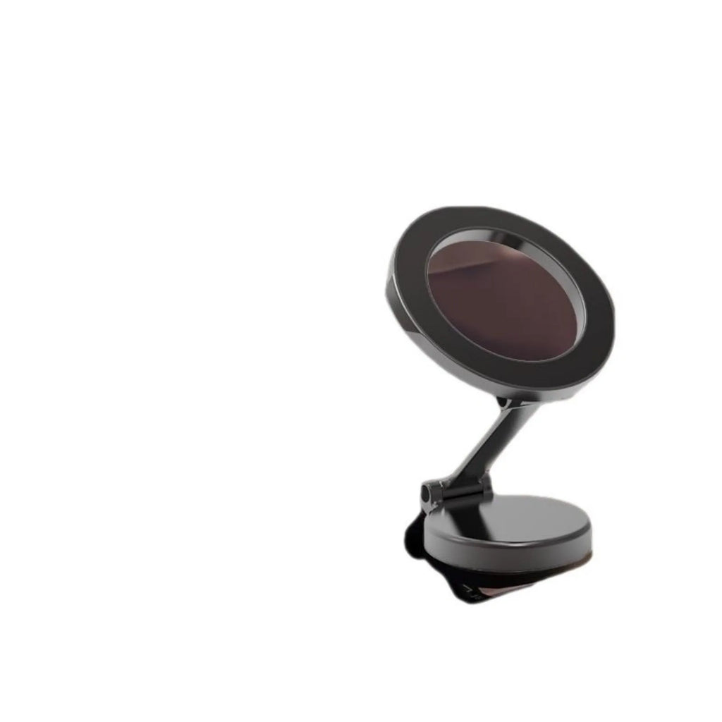 All-metal magnetic car phone mount with foldable design on car dashboard