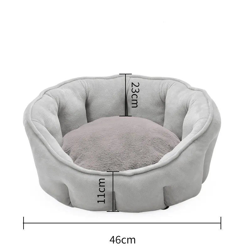 Plush thickened cat kennel mat with integrated house and hammock design in grey colour