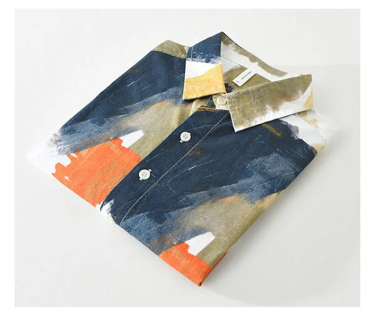 Women's loose-fit long sleeve cotton cardigan in a printed colour pattern