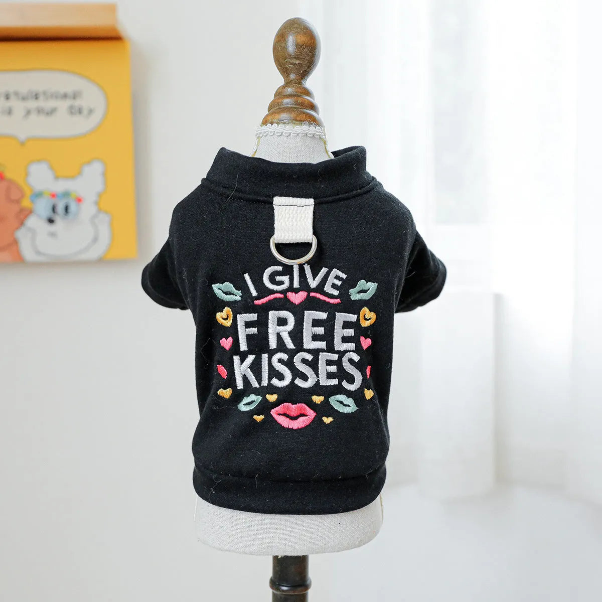 A casual grey pet knitwear jumper for dogs or cats, shown in Kiss Sweater colour.