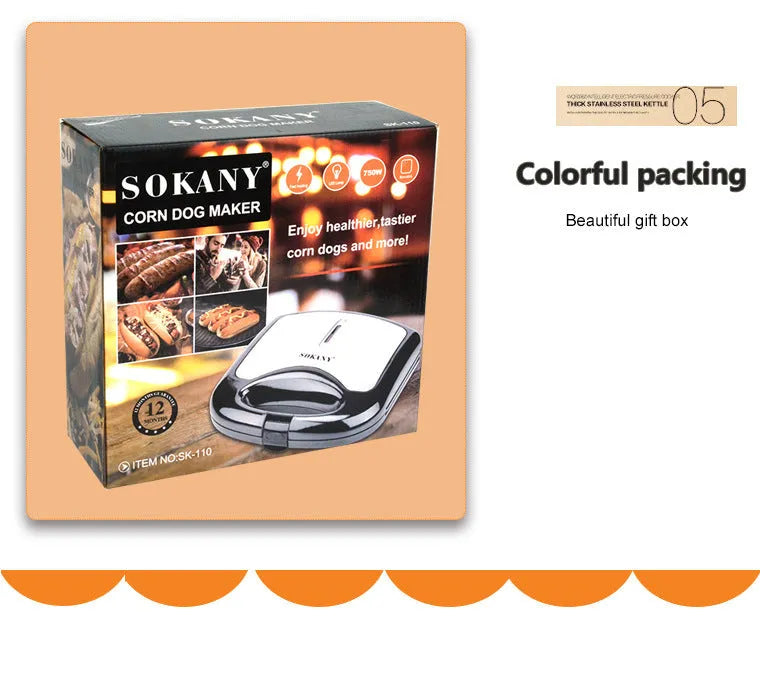 Black home hot dog roast sausage frying machine with non-stick coated rollers on a countertop