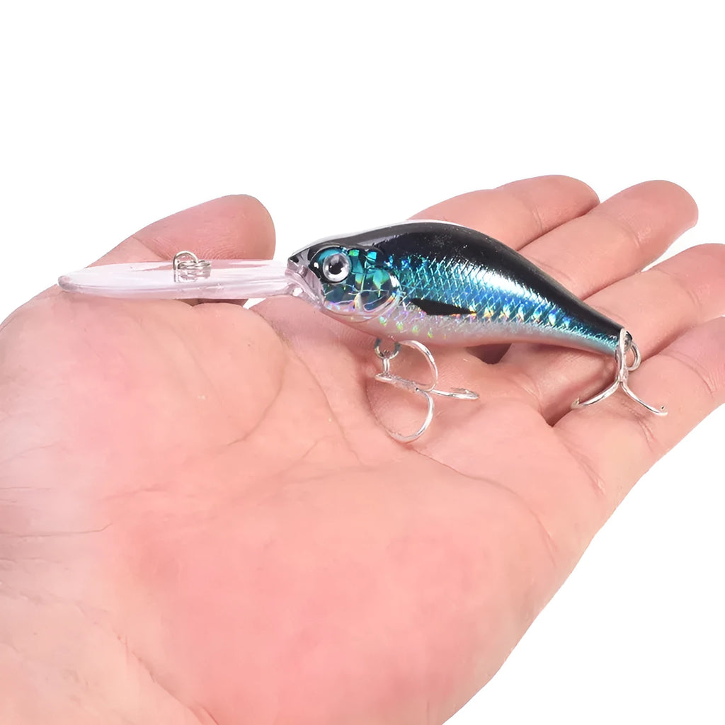 Little Fat Man deep diving fishing lure measuring 10.5 cm in length with long tongue board design