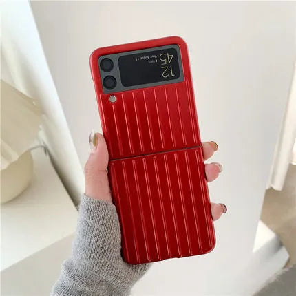 Ultra-thin black flip phone case for Samsung Z Flip3 folding mobile on a plain background.