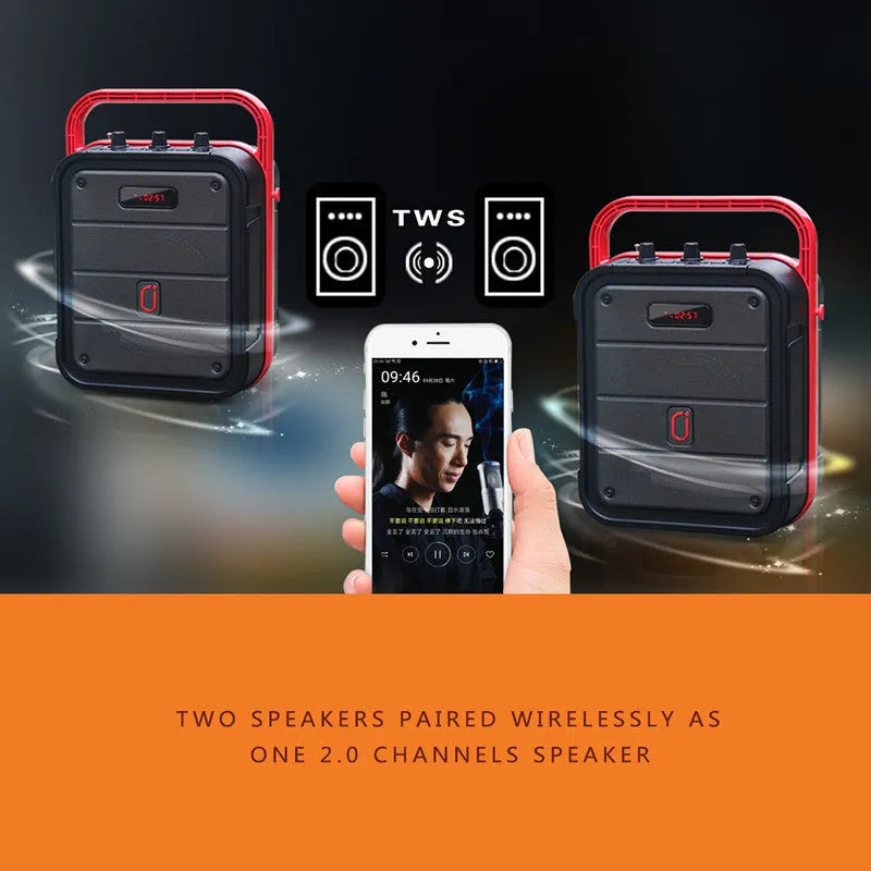 MS62AI portable Bluetooth karaoke speaker with wireless microphone in plastic construction