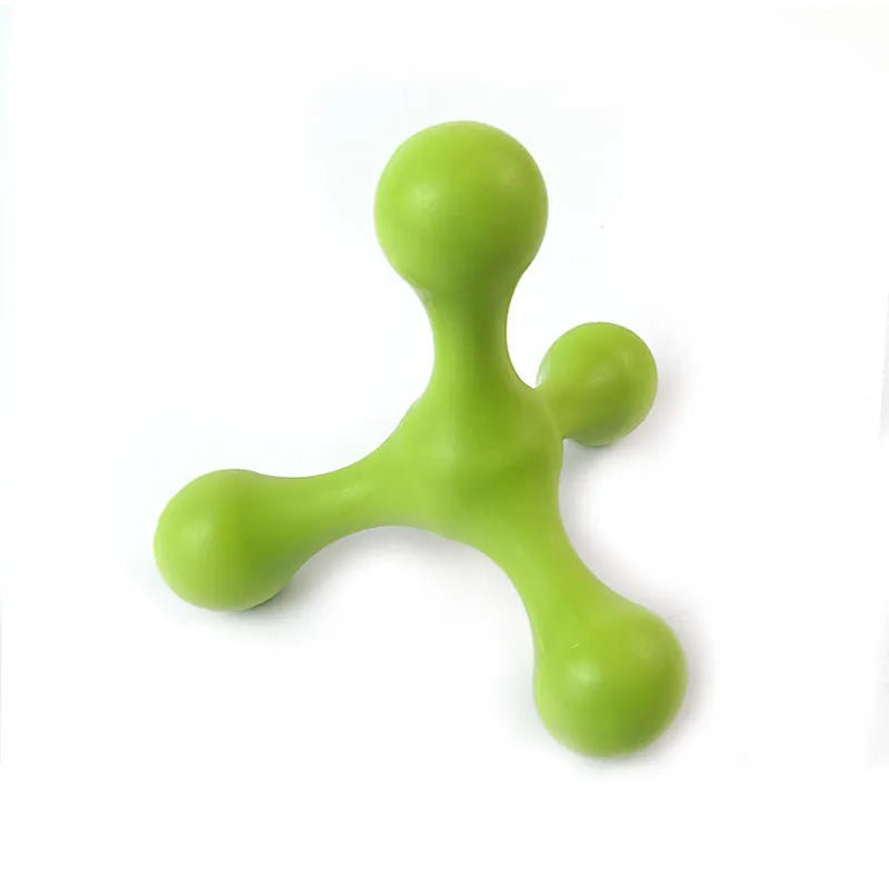 Blue silicone dog chew bone with three legs for small and medium teething puppies