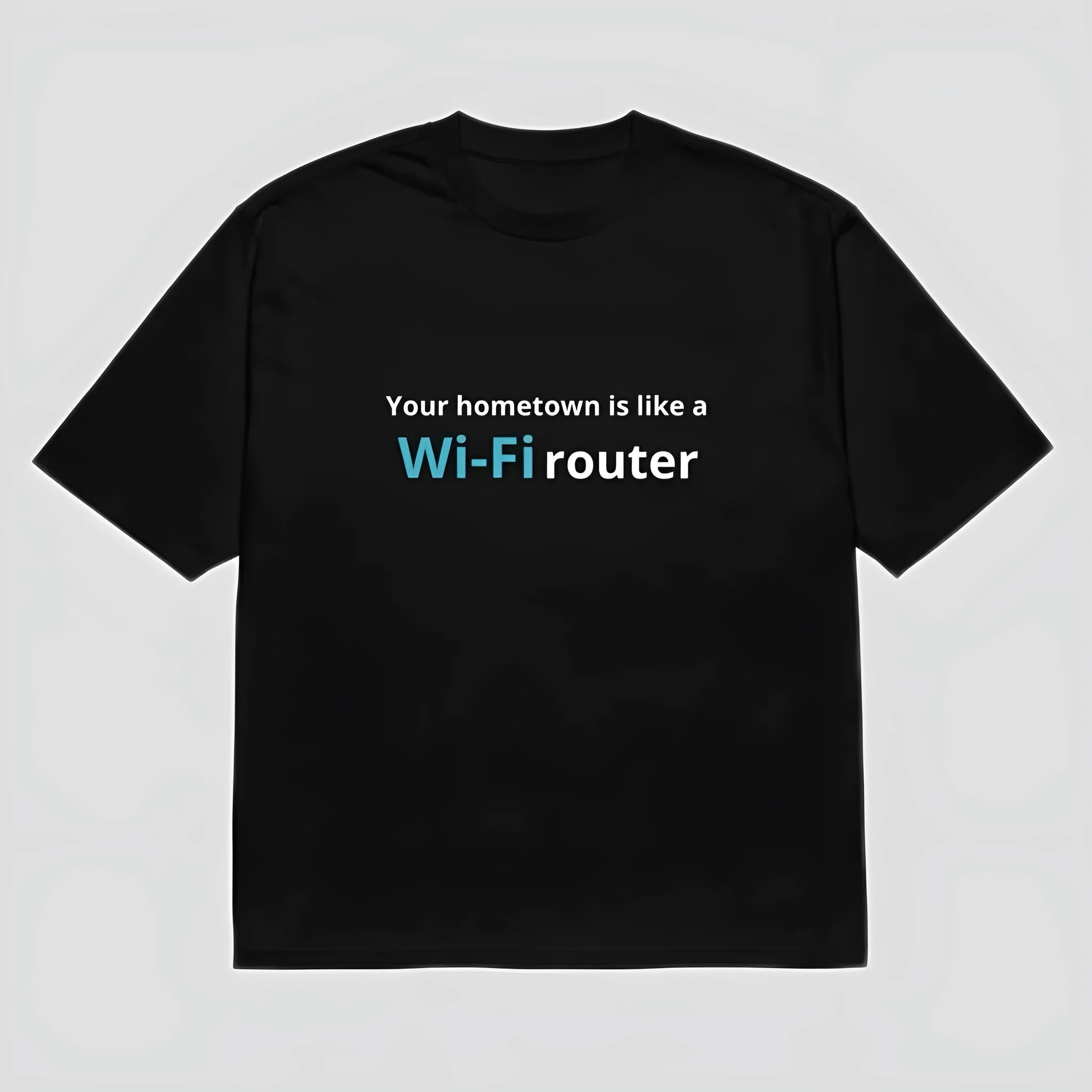 Men's black loose fit T-shirt featuring a large 3D digital printed cartoon design on the front.
