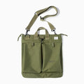 Marden Tooling Helmet medium canvas messenger bag in charcoal black showing vertical square shape and shoulder strap