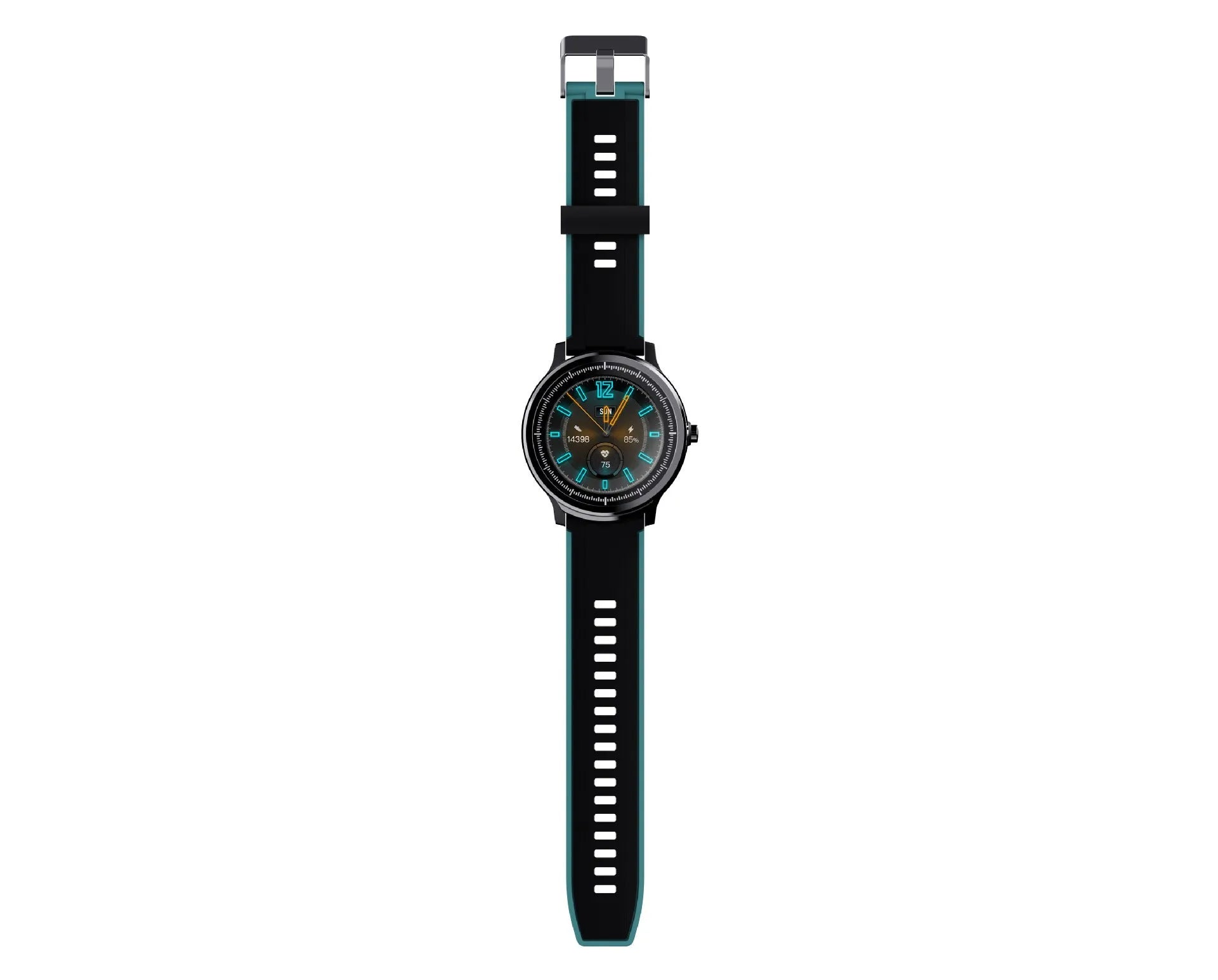 Kospet PROBE square smart watch with 1.3-inch touch screen on a green silicone wristband
