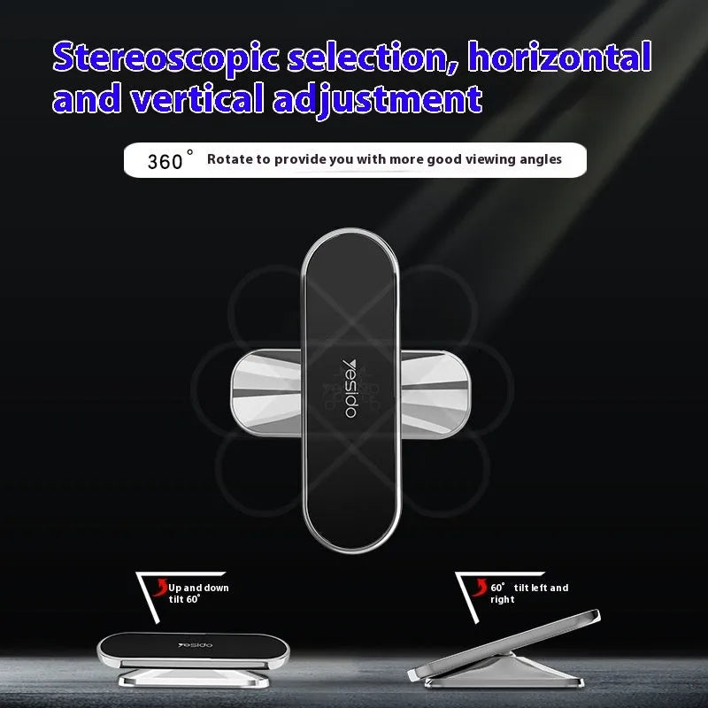 Black and gray 360 degree rotary magnetic car phone holder with zinc alloy bracket and adhesive pad