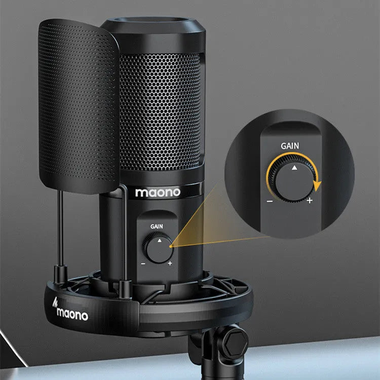 USB condenser microphone on desktop tripod with shock mount and 150cm cable