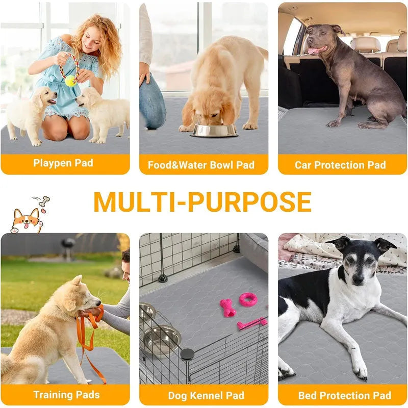 Pet Parents washable dog pee pad in neutral colour on a wooden floor