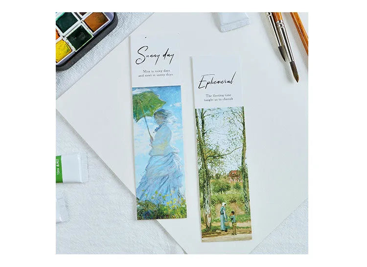 30 sheets of white cardboard bookmarks showing four design themes including Phantom of the Opera and Salt of Life