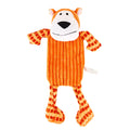 Green and orange plush dog toy with immortal squeaker for aggressive chewers