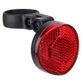 Plastic bicycle taillight bracket with anti-theft features mounted on seat post in red colour