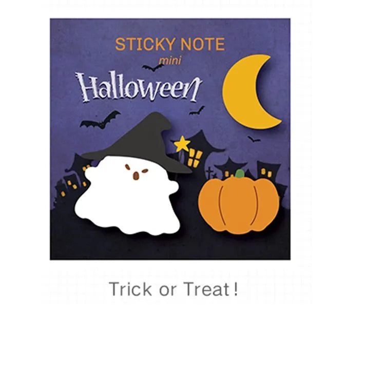 Halloween pumpkin pattern Post-it Notes showing square 90x90mm sticky notes with spooky designs