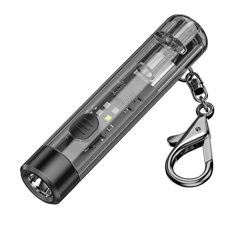 Black portable USB rechargeable outdoor flashlight with charging cable