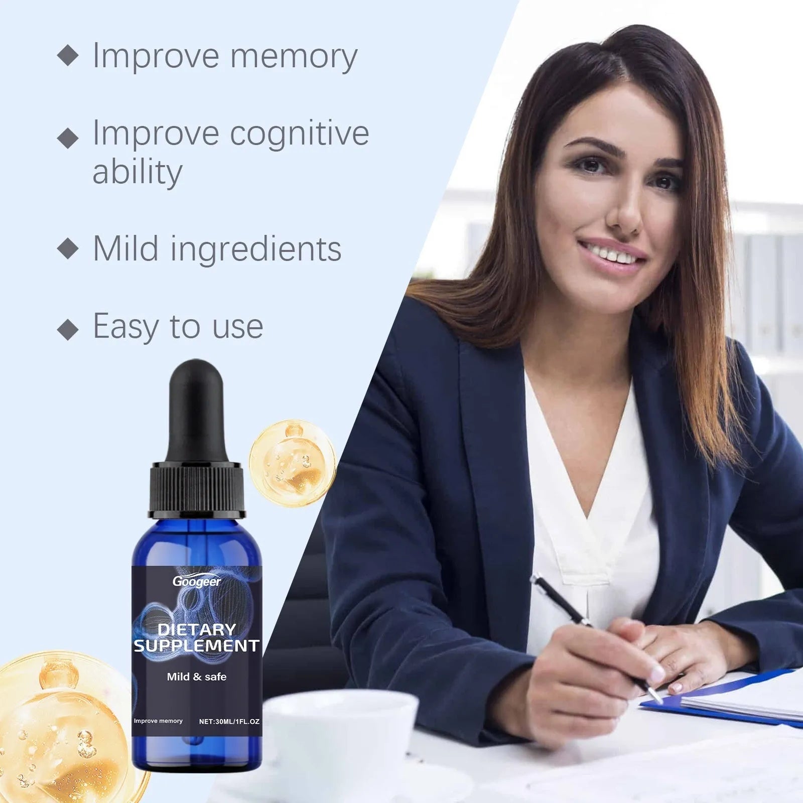 Googeer Dietary Supplement Body Treatment Oil bottle, 30ml volume, for universal skin types.