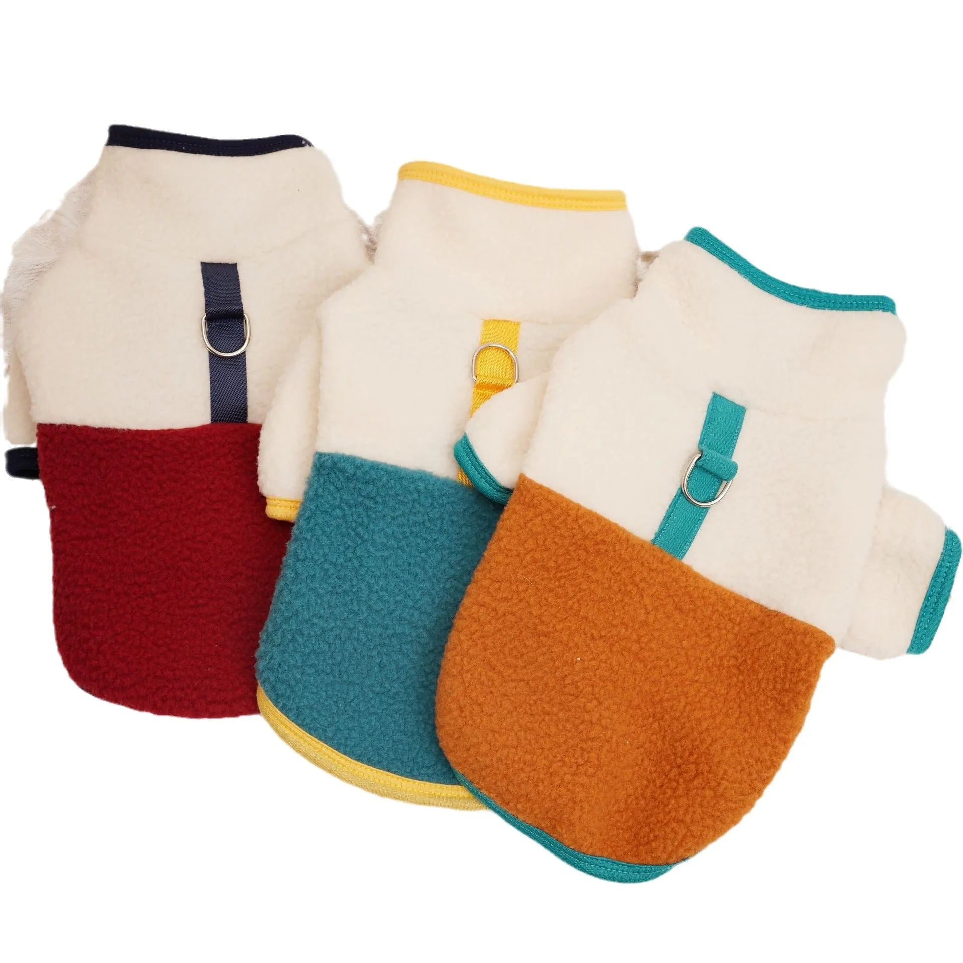 Dog wearing lambswool Berber fleece sweatshirt in caramel colour for autumn winter wear