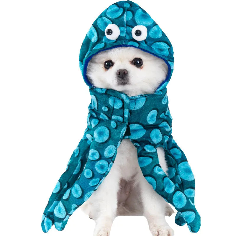 Halloween dog costume selection showing bat suit, devil outfit and pumpkin pack designs