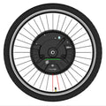Black alloy hub motor wheel for converting standard bicycles to electric pedal-assist bikes
