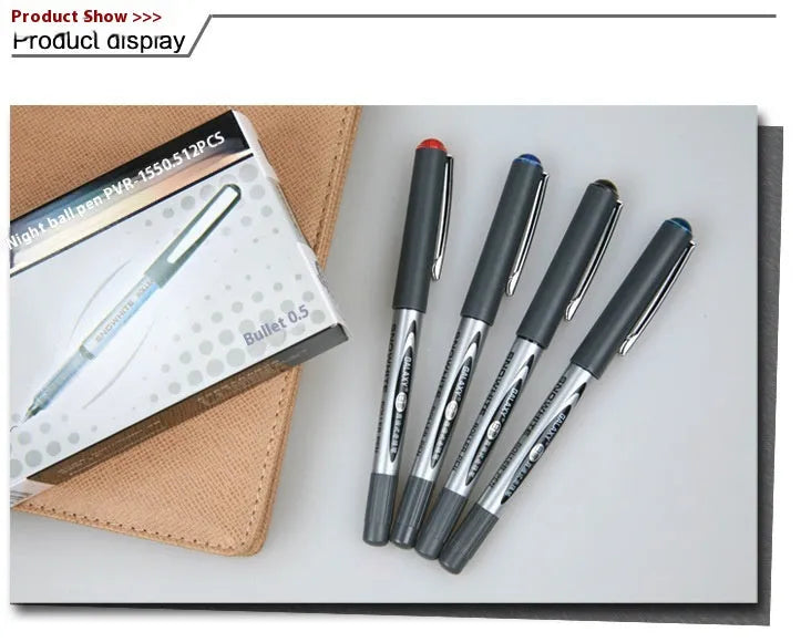 Water-based quick-drying signature pen with 0.5mm fine point in plastic casing, 12-piece box