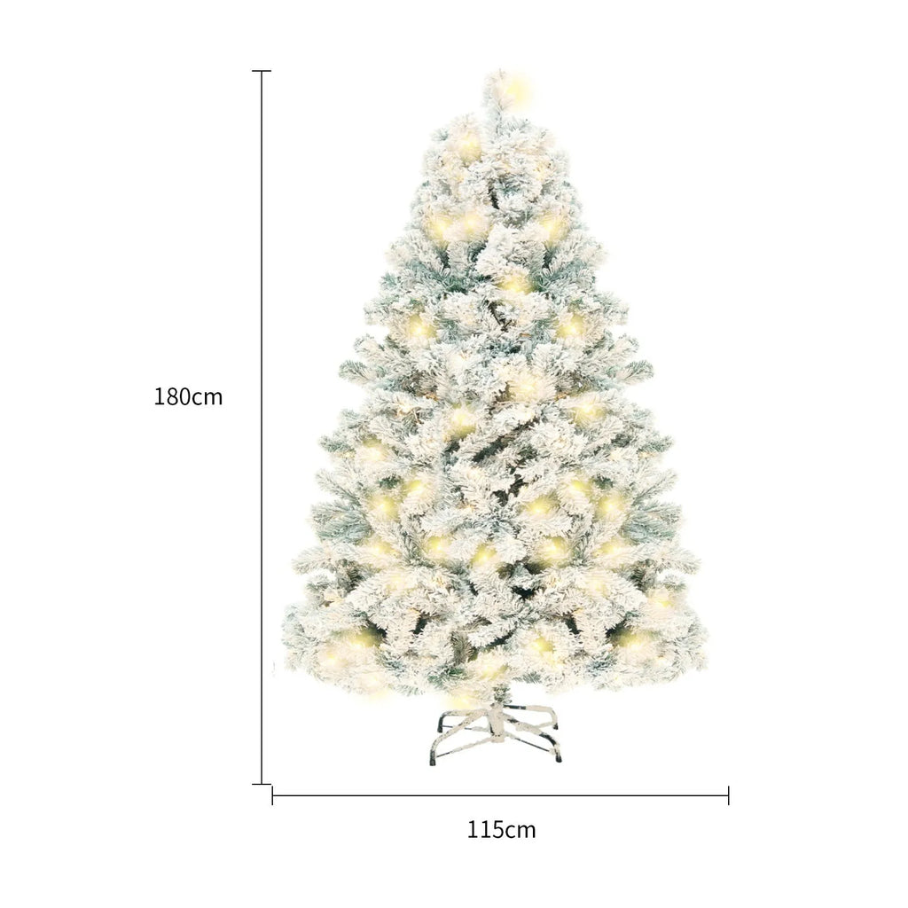 PVC artificial Christmas tree with snow effect and metal stand in 180cm or 230cm heights
