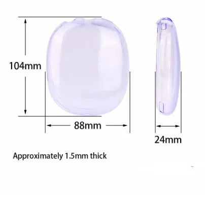 Silicone ear cap set for Apple AirPods MAX with transparent TPU shell, dimensions 90x108x30mm, available in multiple colours