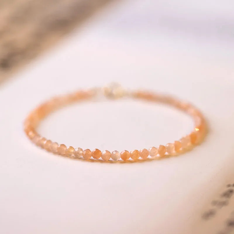 Ultra-thin 3mm sunstone bead crystal bracelet in natural style with manual crafting