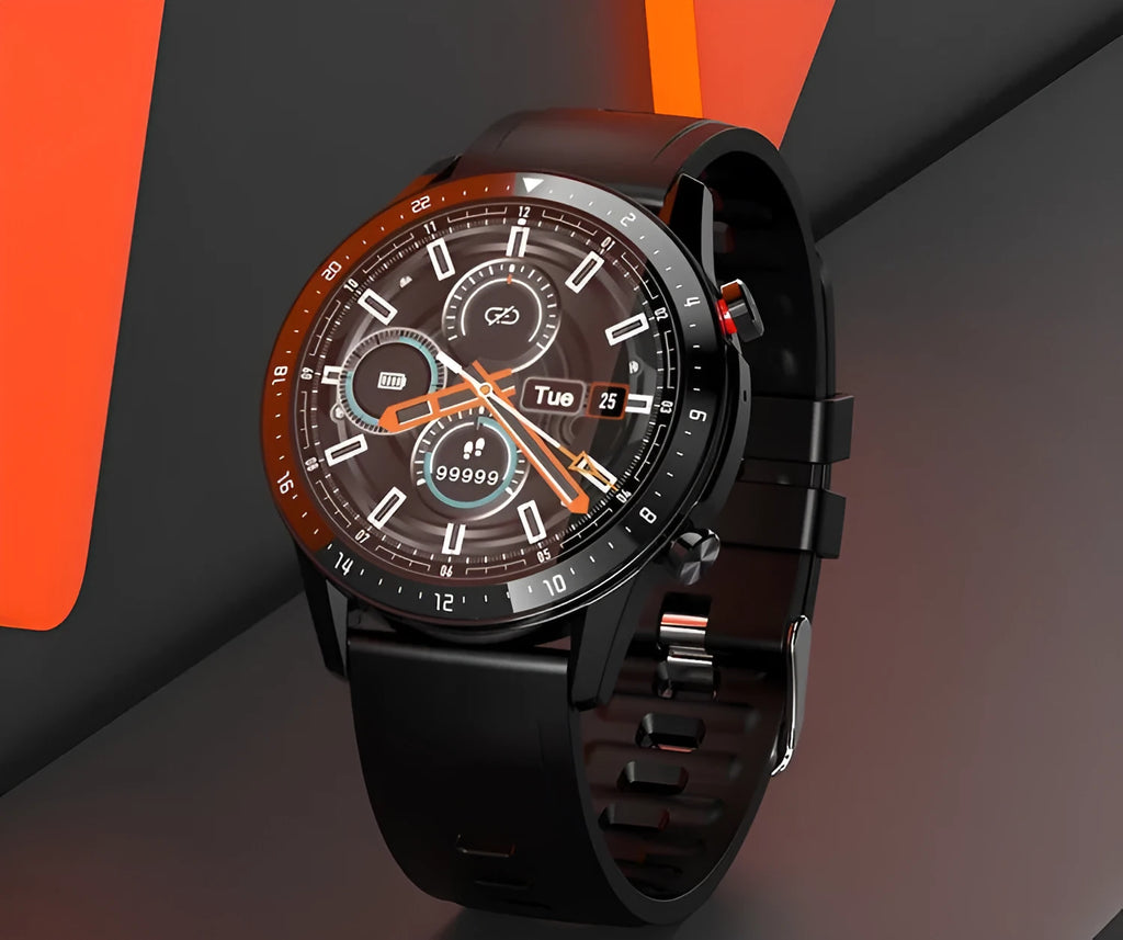 Alloy Bluetooth smart watch bracelet with a 1.3-inch screen on a wrist strap, showing heart rate monitor display.