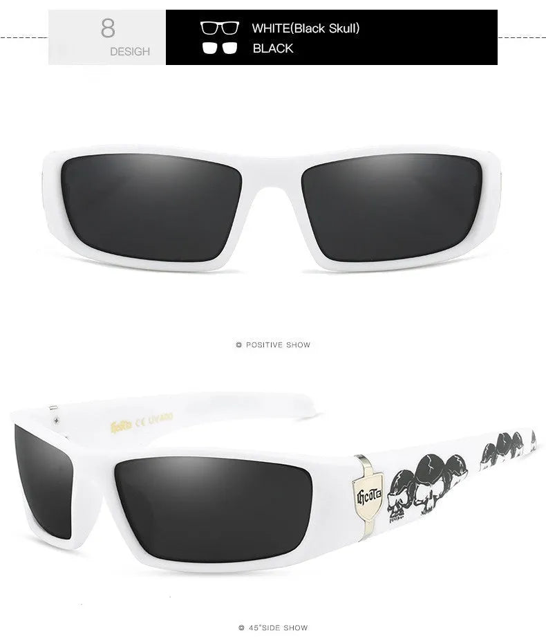 Bandit style box frame hip hop sunglasses with polarised lenses in colour option C1.