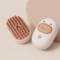 White or yellow rechargeable steam pet brush for grooming dogs and cats