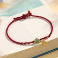 Handmade woven women's bracelet crafted from 925 silver with Hetian jade in red colour option