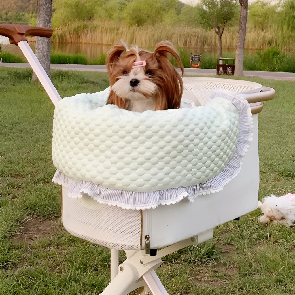 Pure cotton pet stroller towel cushion pillow set in floral and plaid patterns