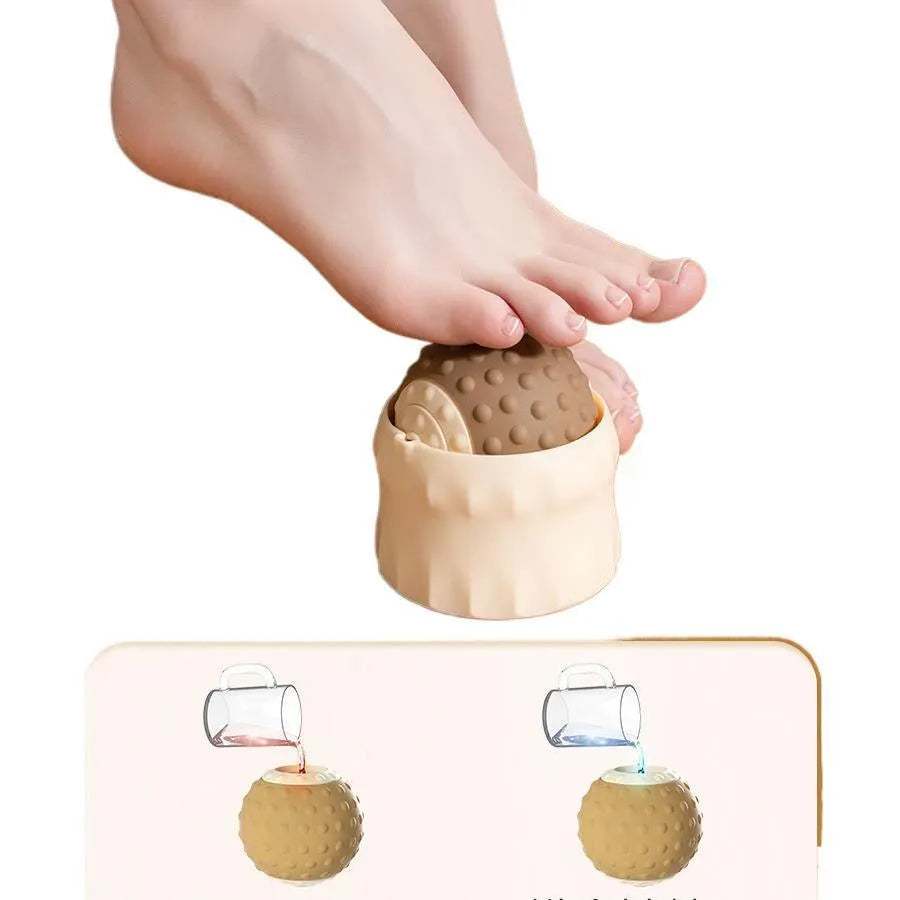Massage ball set for cold and hot compress therapy in green and mocha colours, showing single and double ball options.