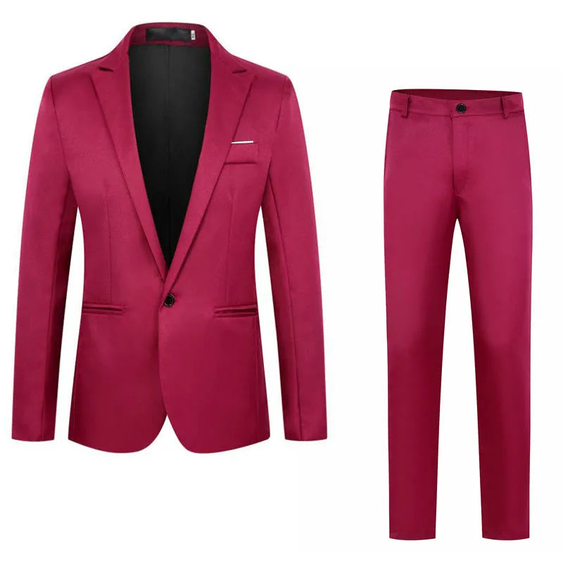 Men's acetate fibre wedding suit jacket in loose fit showing colour options
