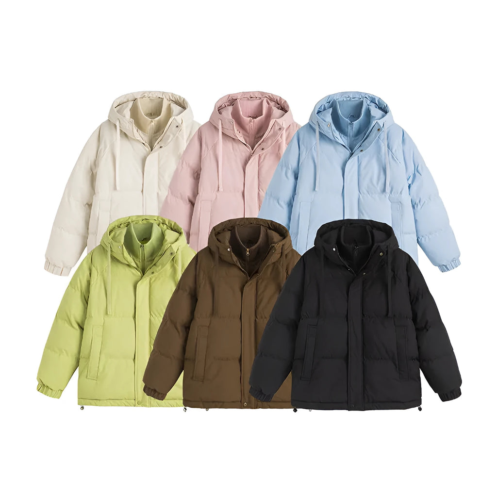Loose fit cotton-padded winter jacket with side seam pockets in mustard yellow colour