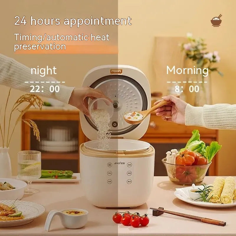 White intelligent multi-function rice cooker with 3 litre capacity and six cooking functions