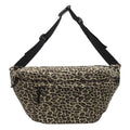 Retro canvas chest bag with leopard print and patchwork design, soft construction, available in multiple colours