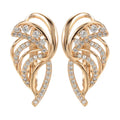 Gold geometric wing-shaped ear clips with micro inlaid stones on U-shaped copper clips