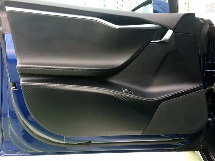Carbon fibre protective film for Tesla Model S door control panels four-piece kit