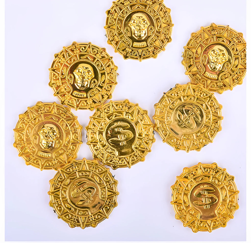 Plastic pirate gold coin toy with pointed style design for Halloween costumes