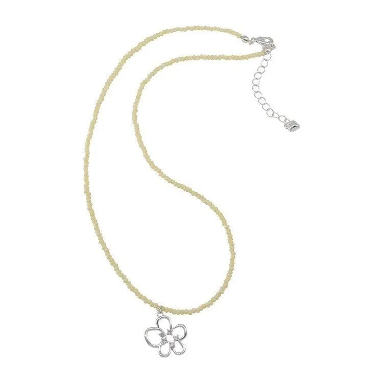 Women's colourful beaded hollow flower necklace with Korean style U-shaped copper chain