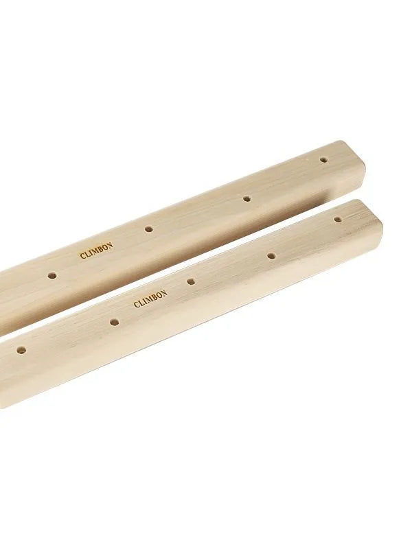 Set of three solid wooden grip strength training fingerboards in 12cm, 40cm, and 50cm lengths.