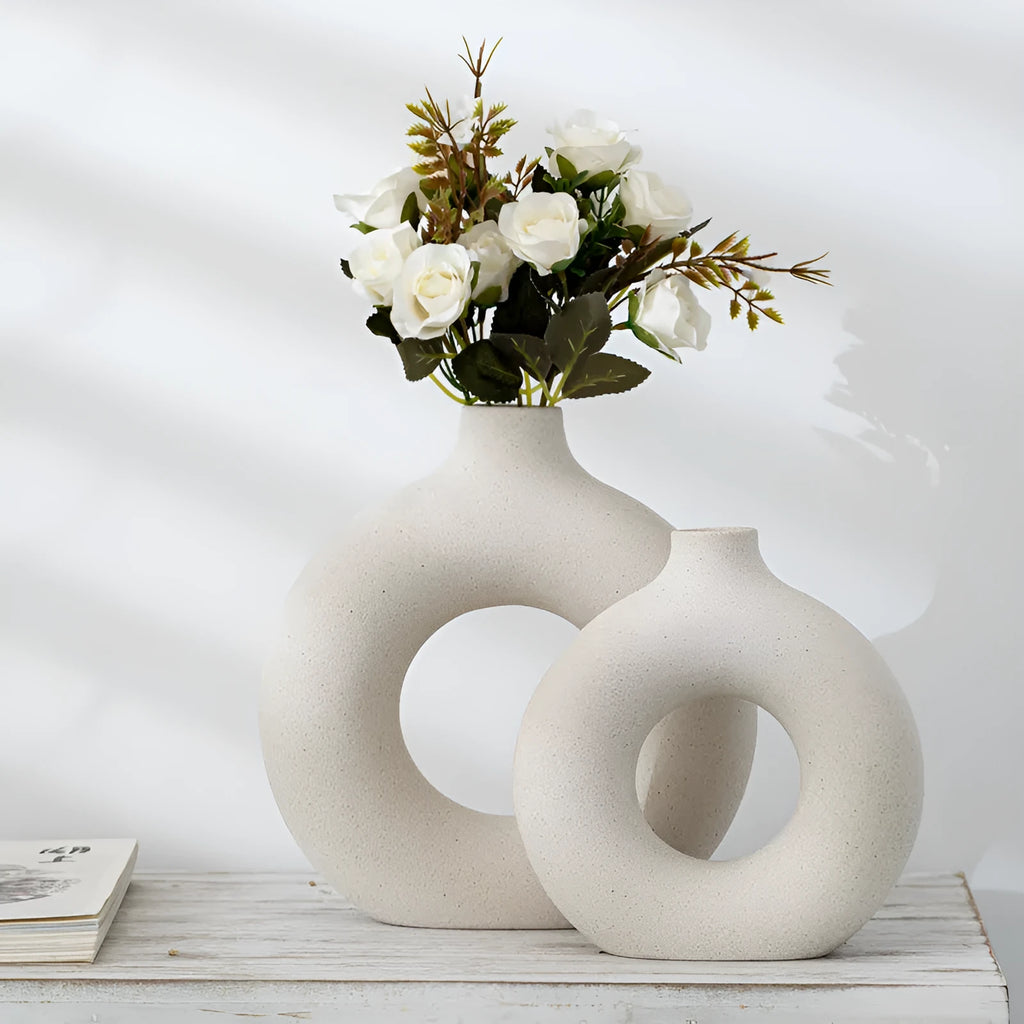 Frosted particle porcelain biscuit vase for flower arranging in simple modern style