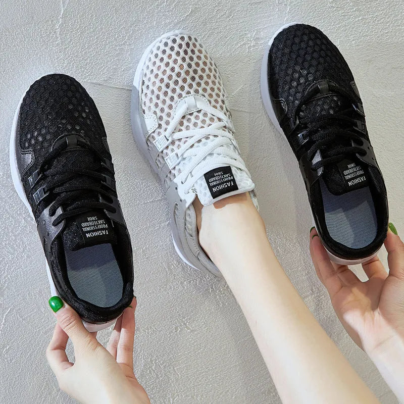 Breathable mesh sneakers with hollow design and EVA sole in casual style