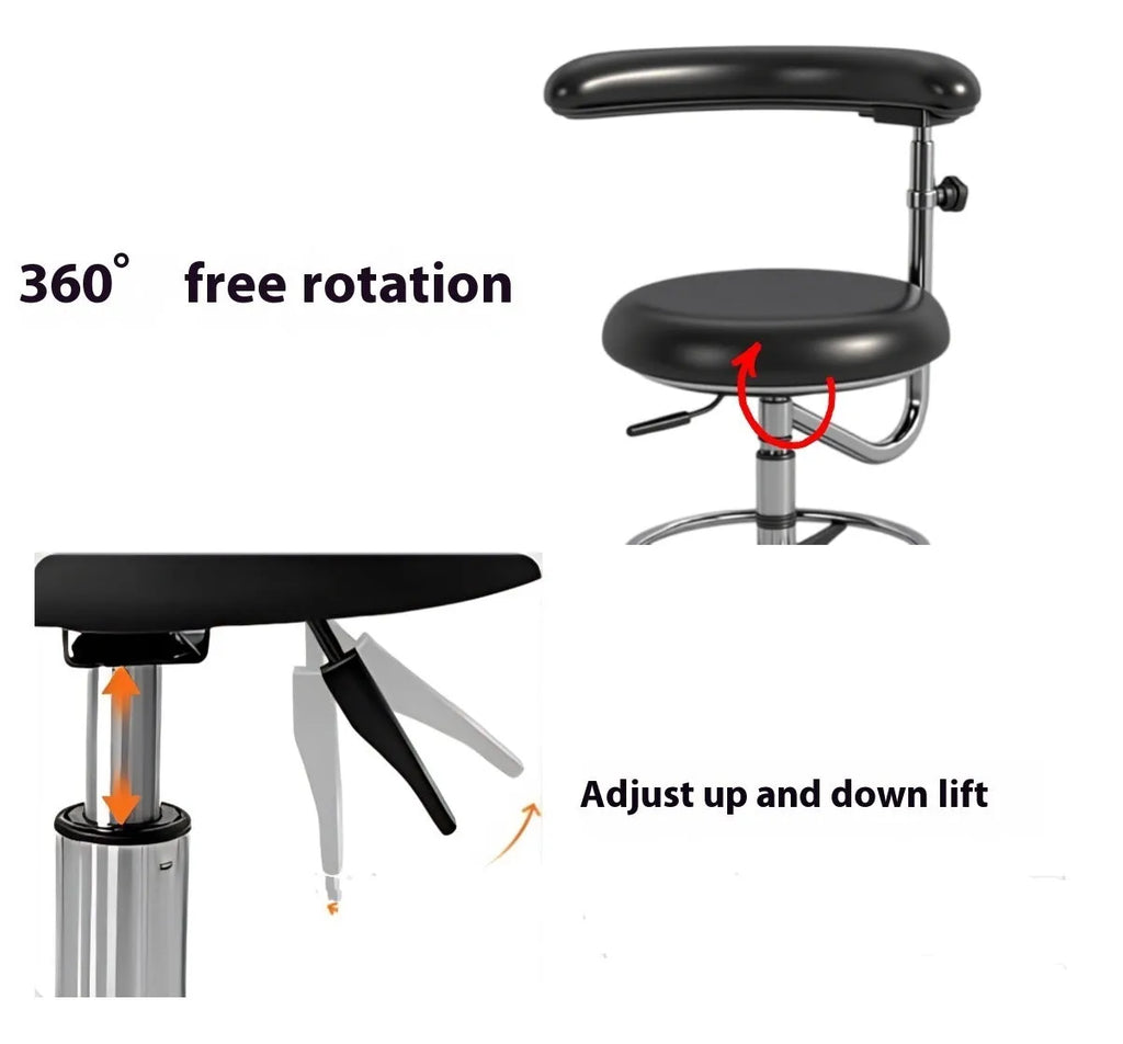 Black leather dental examination chair for clinical environments